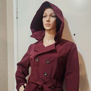 Burgundy Sebby Collection Trench Coat
